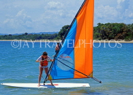 DOMINICAN REPUBLIC, North Coast, Playa Dorada, tourist learning to windsurf, DR369JPL