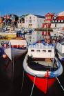 FAROE ISLANDS, Streymoy, Torshavn, waterfront buildings, and harbour boats, FAR75JPL