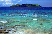 FIJI, Mamanuca Islands, Matamanoa Island, view from island, seascape and islet, FIJ865JPL
