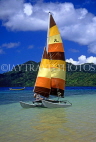FIJI, Taveuni, Matagi (Matangi) Island, catamaran sailboat at sea, FIJ664JPLA
