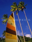 FIJI, Taveuni, Matagi (Matangi) Island, sailboat and coconut trees, FIJ648JPL