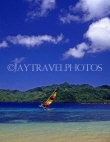 FIJI, Taveuni, Matagi (Matangi) Island, seascape and catamaran sailboat, FIJ109JPL
