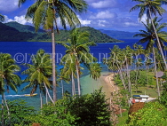 FIJI, Taveuni, Matagi (Matangi) Island, seascape through coconut trees, FIJ686JPL