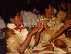 FIJI, Viti Levu, Meke dancers, in traditional Pandanus skirts and Frangipani Leis, FIJ741JPL