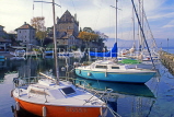 FRANCE, Haute Savoie, THONON-LES-BAINS, waterfront, Lake Geneva and boats, FRA2264JPL