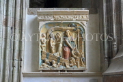 FRANCE, Normandy, MONT SAINT-MICHEL, Abbey, interior, tablets, carvings, FRA2831JPL