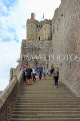 FRANCE, Normandy, MONT SAINT-MICHEL, granite stairways, and visitors, FRA2796JPL