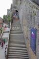 FRANCE, Normandy, MONT SAINT-MICHEL, granite stairways, and visitors, FRA2798JPL