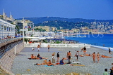 FRANCE, Provence, Cote d'Azure, NICE, Promenade des Anglais, beach and sunbathers, FRA284JPL