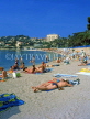 FRANCE, Provence, Cote d'Azure, St-Jean-Cap-Ferrat, BEAULIEU-SUR-MER, beach, sunbathers, FRA237JPL