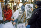 France, PARIS, Montmatre, Place du Tertre, children posing for portrait artist, FRA2076JPL