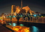 France, PARIS, Notre Dame Cathedral and River Seine, night view, FRA1668JPL