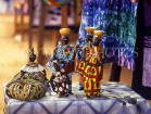 GAMBIA, crafts, African style stall (Bengdulla), hand made dolls in Batik cloths, GAM892JPL