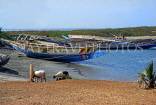 GAMBIA, fishing village, with pirogues (fishing boats) on beach, GAM923JPL