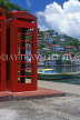 GRENADA, St George's, British telephone booth and harbourfront, GRE306JPL