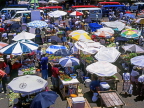 GRENADA, St George's Market Place, stalls under parasols, GRE390JPL