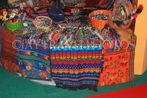 GUATEMALA, Antigua, traditional beadwork and textiles stall, GUA271JPL
