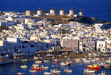 Greek Islands, MYKONOS, Hora, harbourfront and windmills, GIS537JPL
