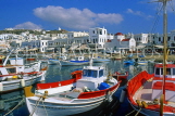 Greek Islands, MYKONOS, Hora, town centre and fishing boats, GIS548JPL