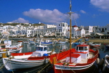 Greek Islands, MYKONOS, Hora, town centre and fishing boats, GIS549JPL