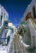Greek Islands, MYKONOS, narrow street and whitewashed houses, GIS730JPL