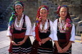 Greek Islands, MYKONOS, three girls in traditional dress, GIS967JPL