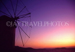 Greek Islands, MYKONOS, windmill silhuette and dusk view, GIS736JPL