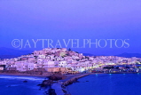 Greek Islands, NAXOS, panoramic dusk view over Naxos Town, GIS595JPL