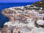 Greek Islands, NISSYROS, Mandraki town, whitewashed houses and coast, GIS1153JPL
