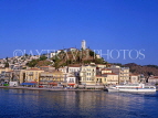 Greek Islands, POROS, harbourfront town view, from sea, GIS1059JPL
