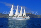Greek Islands, SANTORINI, Wind Star cruiser passing island, GIS638JPL