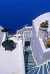 Greek Islands, SANTORINI, typical cliff top white washed house and steps, GIS634JPL