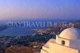 Greek Islands, SERIFOS, hill top church and view over Livadhi Port, GIS1187JPL