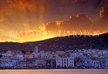 Greek Islands, SYROS, dusk view (from sea) over Ermoupolis (Syros town), GIS587JPL