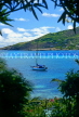 Grenadines, PETIT ST VINCENT, view from island and yacht at sea, GR103JPL