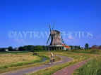HOLLAND, Zaanse Schans, windmill and cyclists, HOL513JPL