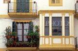 IBIZA, Ibiza Town, Old Town (Dalt Vila),house balconies with potted plants, SPN1265JPL