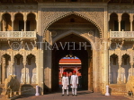 INDIA, Rajasthan, JAIPUR, City Palace complex and museum guards, IND1304JPL