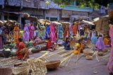 INDIA, Rajasthan, UDAIPUR, market scene, basket weavers, IND624JPL