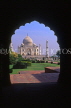 INDIA, Uttar Pradesh, Agra, The TAJ MAHAL, view through archway, IND1321JPL