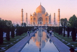 INDIA, Uttar Pradesh, Agra, The TAJ MAHAL and reflection, dusk, IND561JPL
