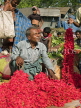 INDIA, West Bengal, Calcutta, Bengali flower seller, IND1370JPL