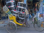INDIA, West Bengal, Calcutta, drums being transported on a rickshaw, IND1380JPL