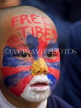 INDIA, West Bengal, Darjeeling, Tibetan boy at protest against Chinese rule, IND1428JPL