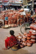 India, DELHI, market scene in old Delhi, pottery, IND1258JPL