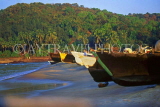 India, GOA, row of fishing boats on beach, IND666JPL