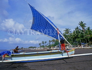 Indonesia, BALI, Kusamba Fishing Village, fishing boat and black sand beach, BAL655JPL