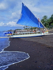 Indonesia, BALI, Kusamba Fishing Village, fishing boat and black volcanic sand beach, BAL648JPL