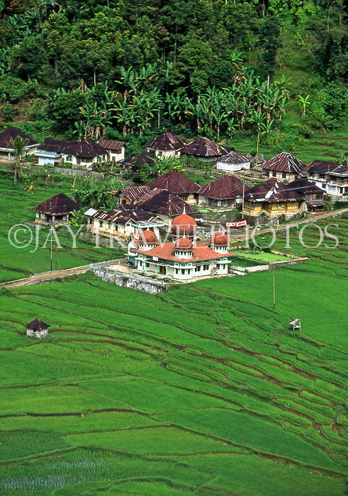Indonesia, SUMATRA, village and terraced rice fields, near Bukittinggi, IND130JPL