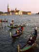 Italy, VENICE, sightseers in gondolas, and San Giorgio Maggiore Church, ITL1710JPL